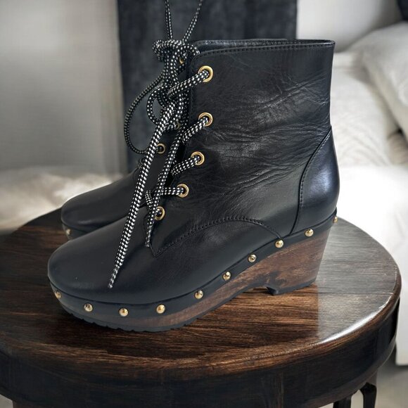 OPENING CEREMONY Black Leathern Platform Boots Size 6 / 36 - Picture 1 of 10